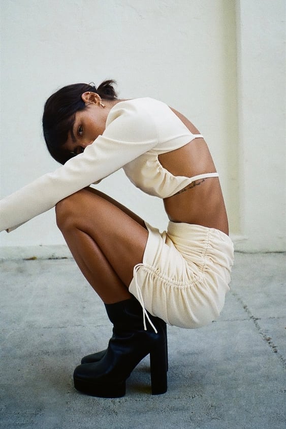 RUCHED MINI SKIRT