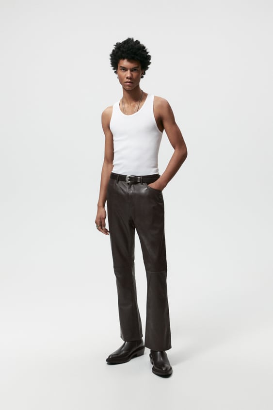 FLARED LEATHER PANTS