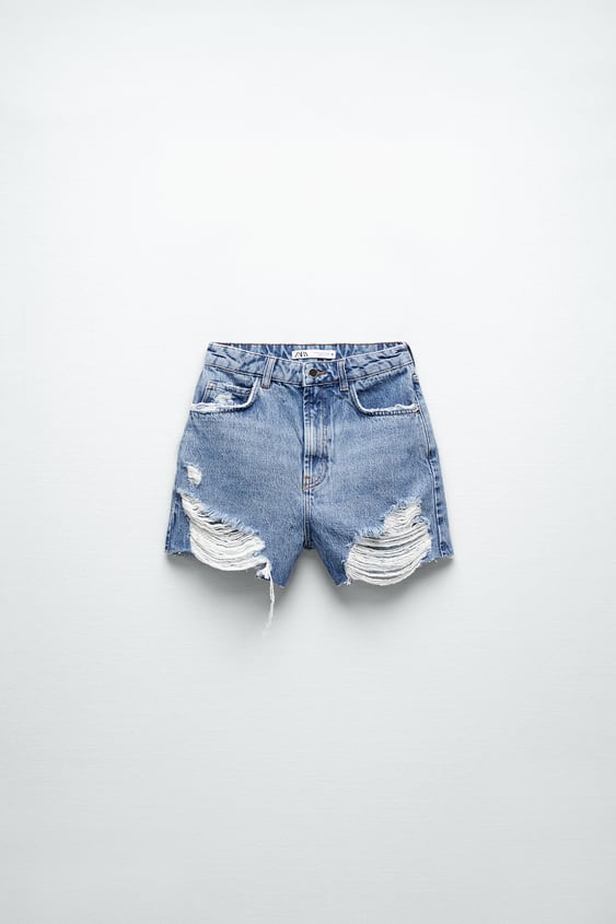 HIGH RISE RIPPED SHORTS