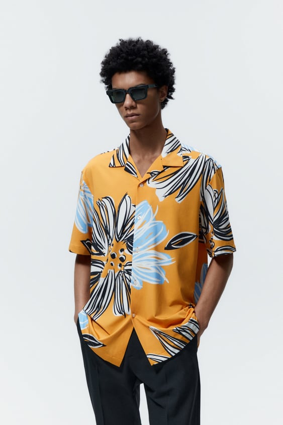 FLORAL PRINT STRETCH SHIRT