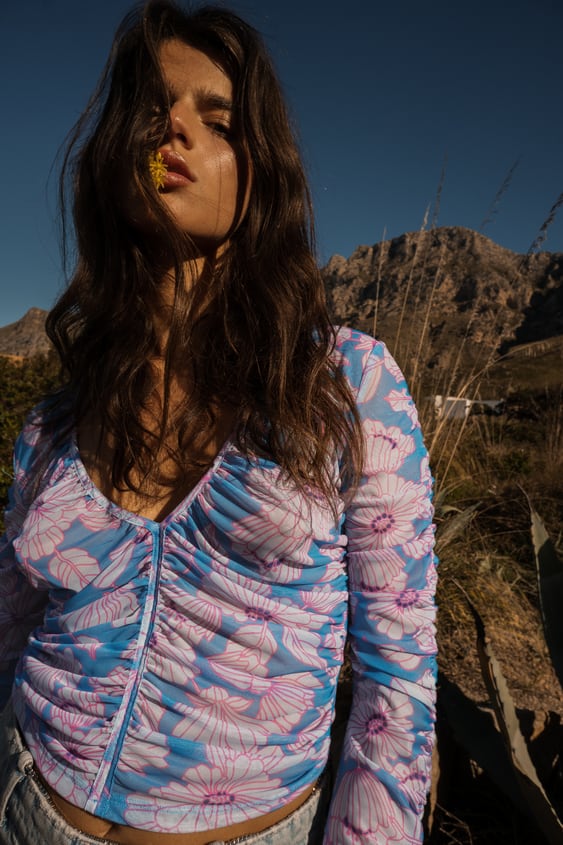 PRINTED TULLE SHIRT
