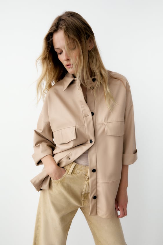 FAUX LEATHER OVERSHIRT