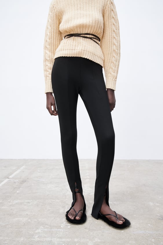 SLIT RIBBED LEGGINGS