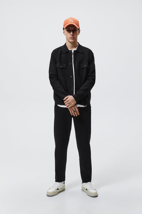 KNIT JOGGER PANTS WITH TOPSTITCHING