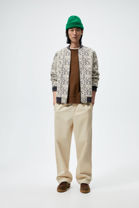 GEOMETRIC JACQUARD BOMBER JACKET