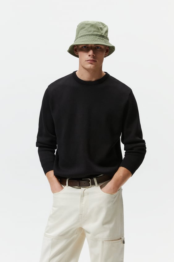 TEXTURED COTTON SWEATER