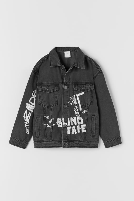 TEXT PRINT DENIM JACKET