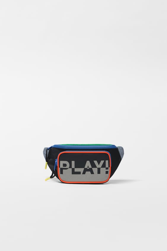 MULTICOLORED BELT BAG WITH TEXT DETAIL