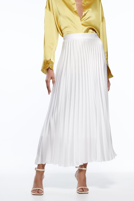 PLEATED SATIN EFFECT SKIRT