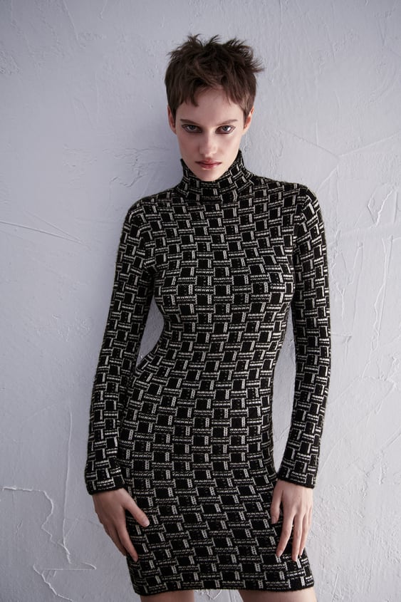 GEOMETRICAL JACQUARD KNIT DRESS