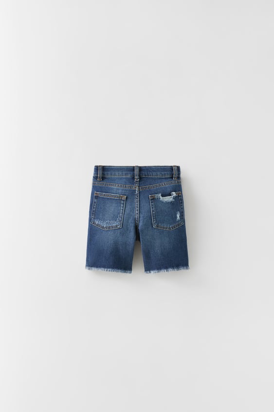 RELAXED FIT RIPPED DENIM SHORTS