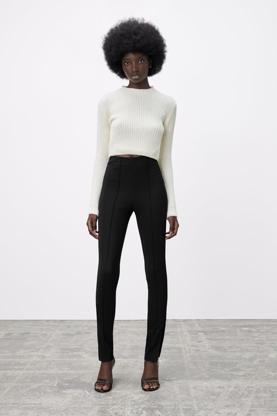 SIDE SLIT RIBBED LEGGINGS