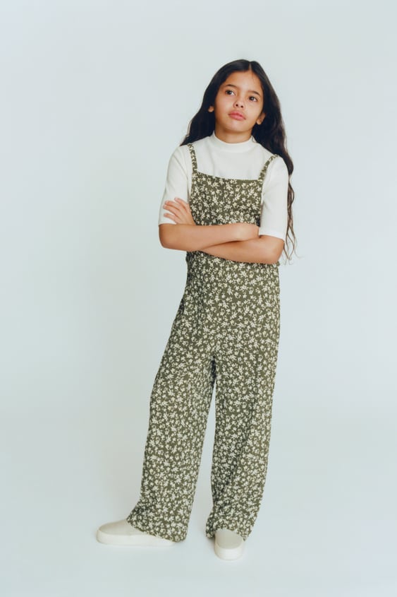 COMBINATION FLORAL RIB JUMPSUIT