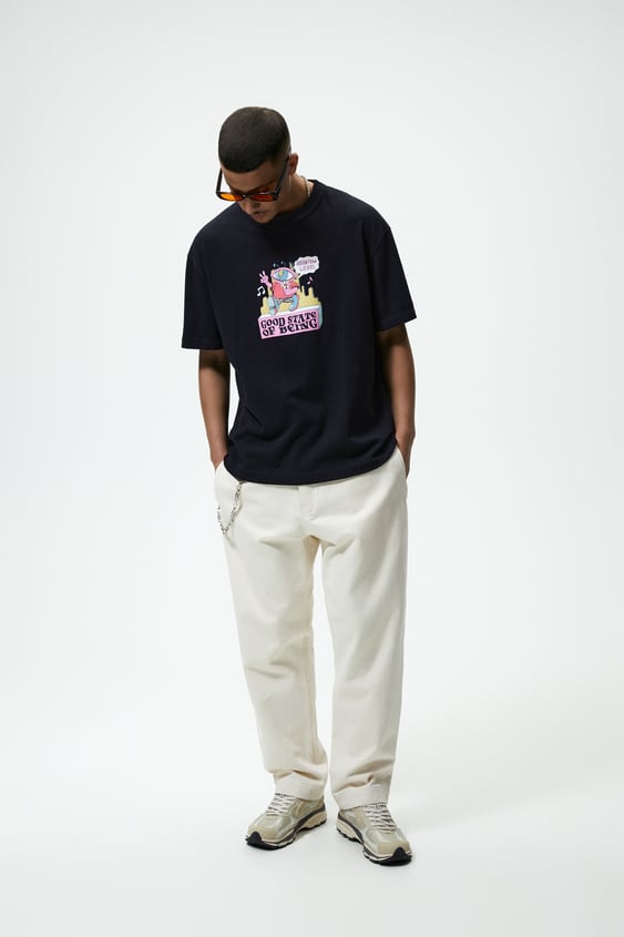 COMBINATION PRINT KNIT T-SHIRT