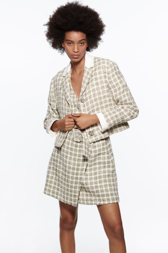 PLAID CROPPED JACKET