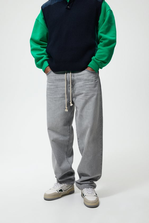 RELAXED FIT DRAWSTRING JEANS
