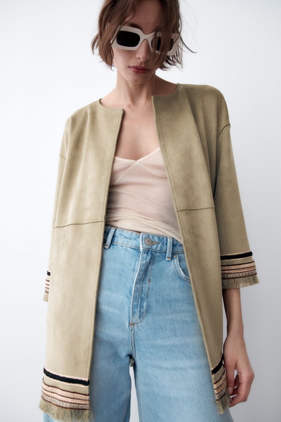 COMBINATION FAUX SUEDE JACKET