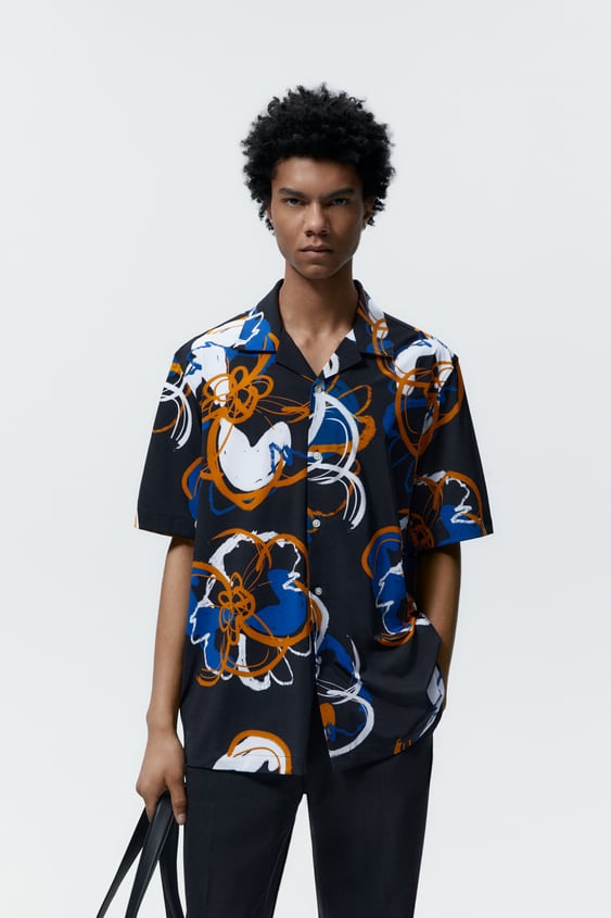 FLORAL PRINT STRETCH SHIRT