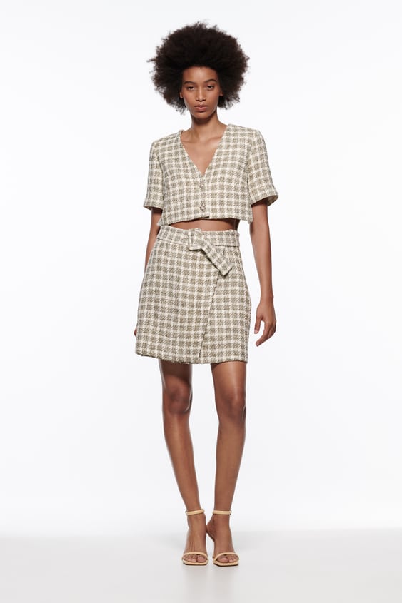 CUT OUT PLAID DRESS
