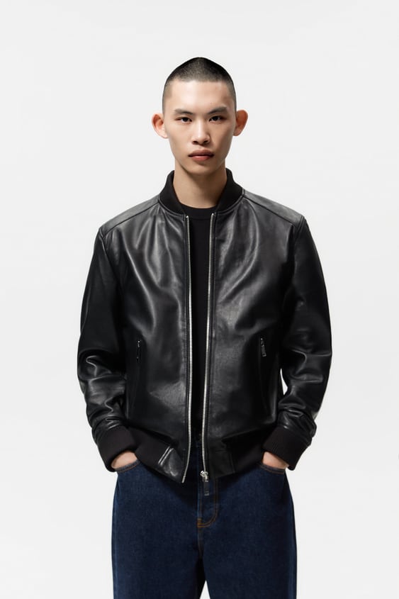 LEATHER BOMBER JACKET
