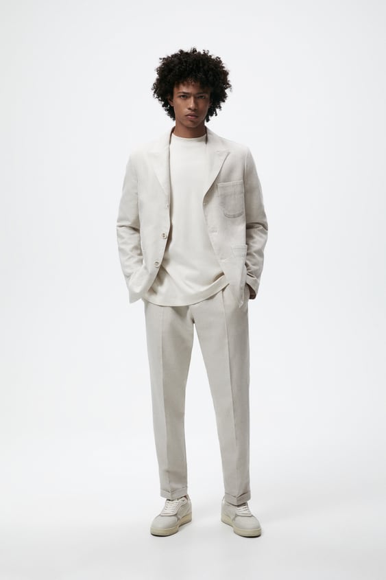 LINEN COTTON BLEND PANTS