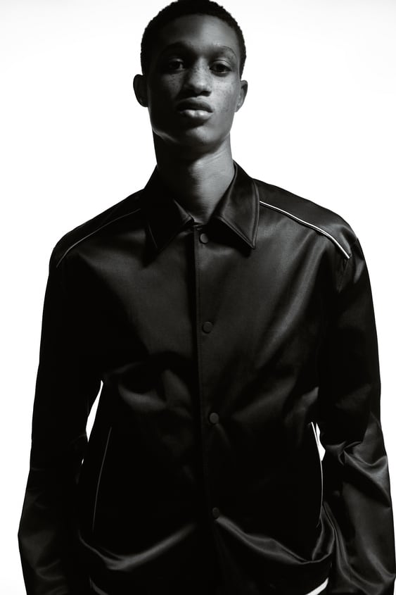CONTRAST TRIM SATIN EFFECT JACKET