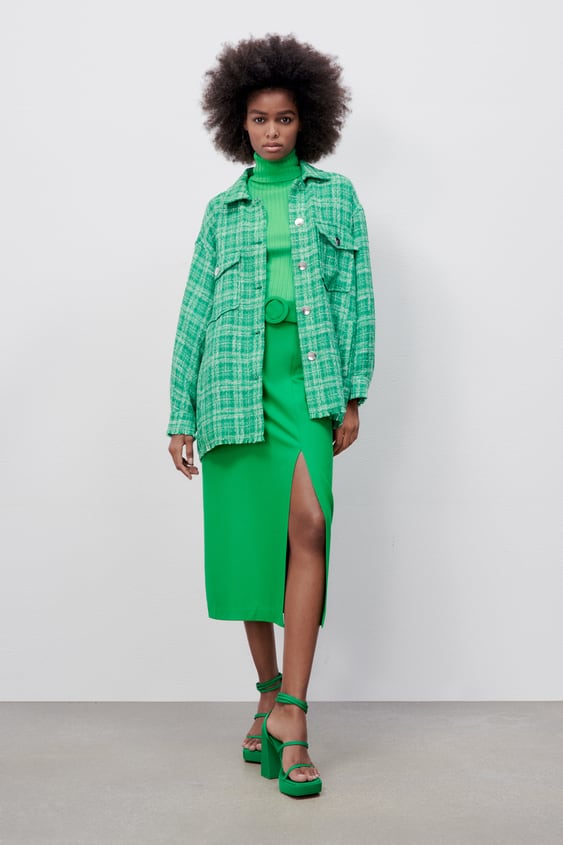 WOVEN PLAID OVERSHIRT