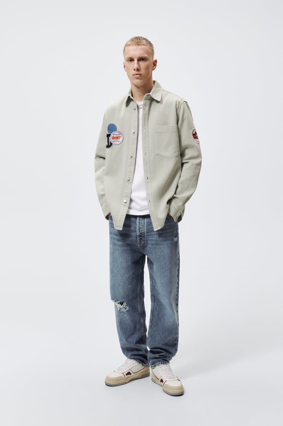 PRINTED OVERSHIRT WITH PATCHES