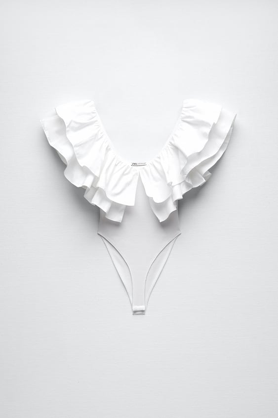 POPLIN RUFFLE BODYSUIT