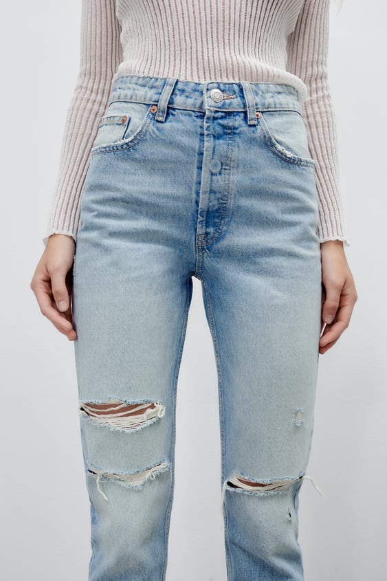 RIPPED STRAIGHT JEANS