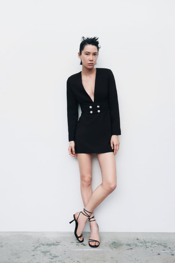 PEARL APPLIQU BELTED BLAZER DRESS