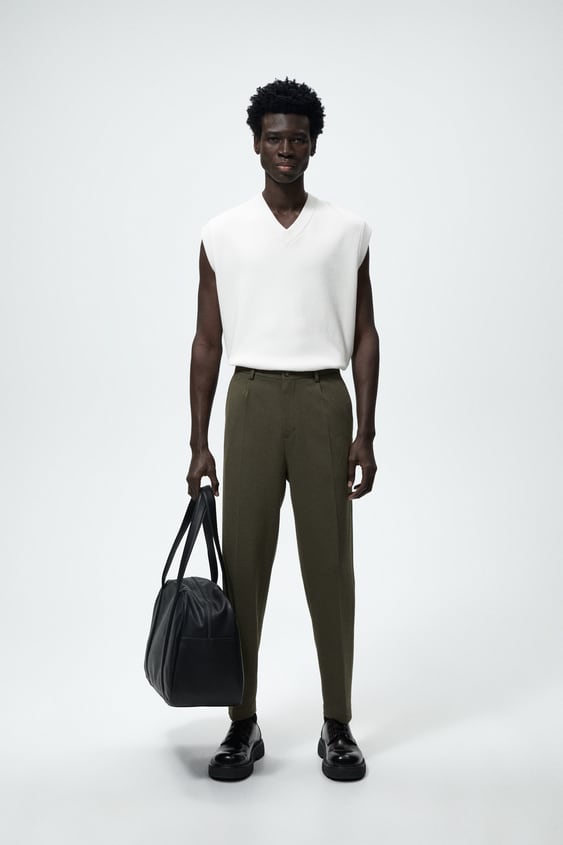 PLEATED STRETCH PANTS