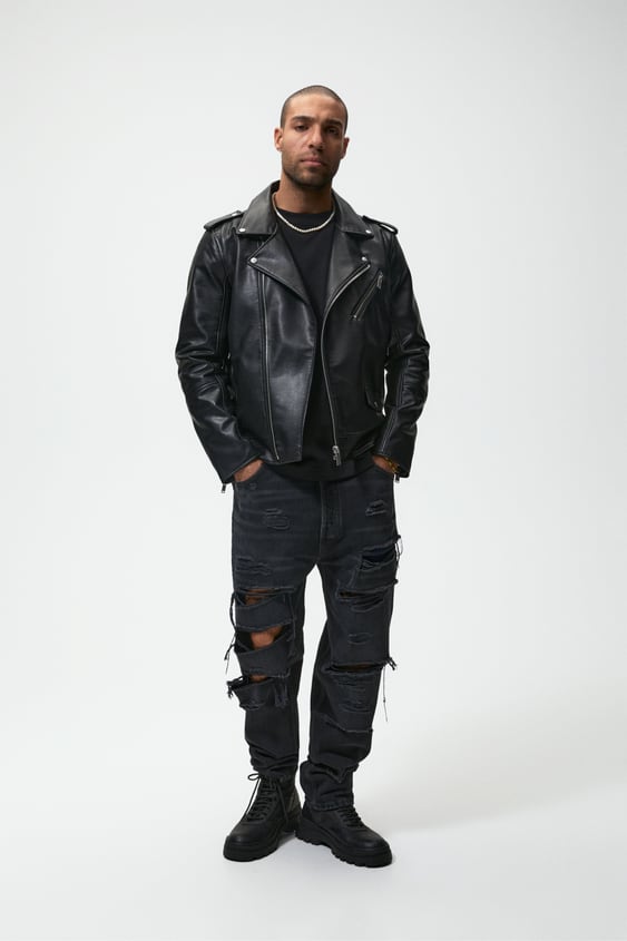 FAUX LEATHER BIKER JACKET