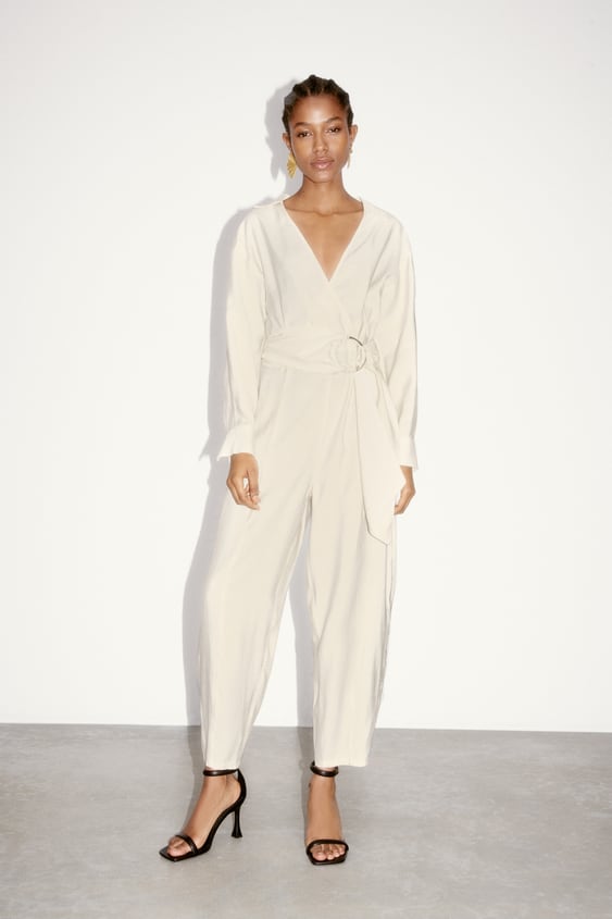 GOLD BUCKLE WRAP JUMPSUIT