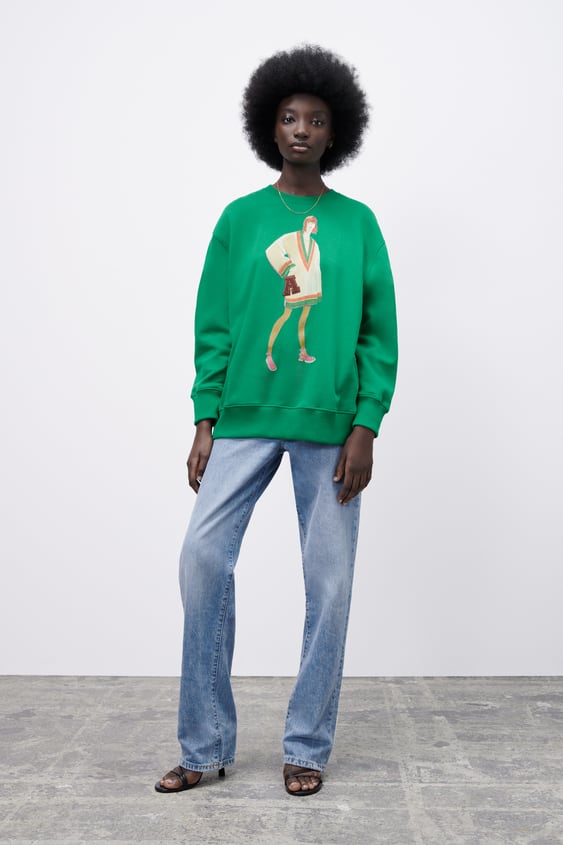 GIRL PRINT RIB SWEATSHIRT