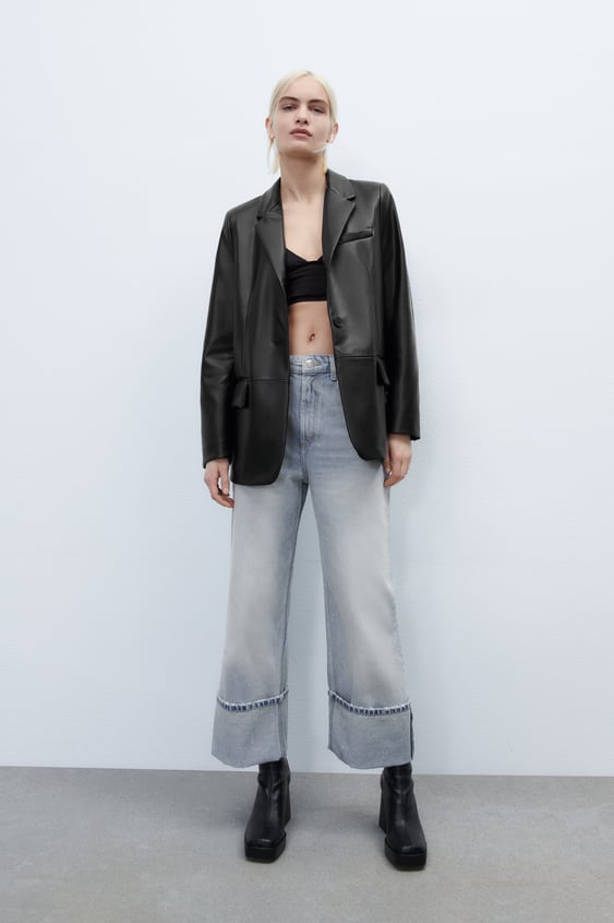 FAUX LEATHER BLAZER