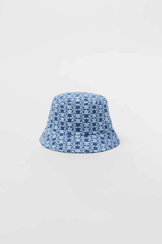 KIDS/ FLORAL RETRO DENIM BUCKET HAT
