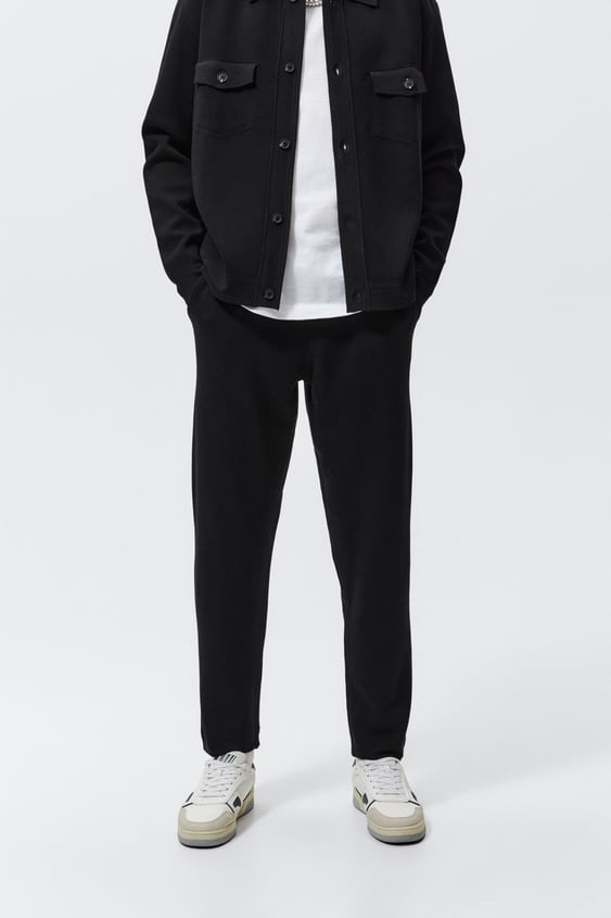 KNIT JOGGER PANTS WITH TOPSTITCHING