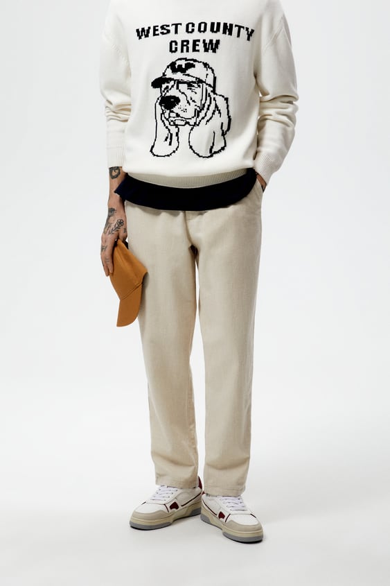 COTTON LINEN BLEND JOGGER-WAIST PANTS