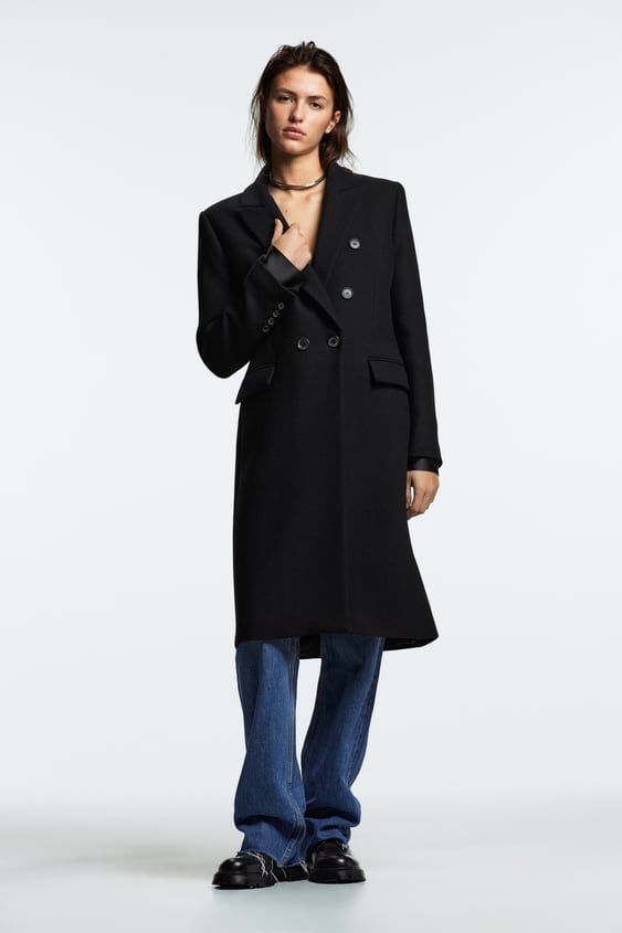 DOUBLE BREASTED WOOL BLEND COAT