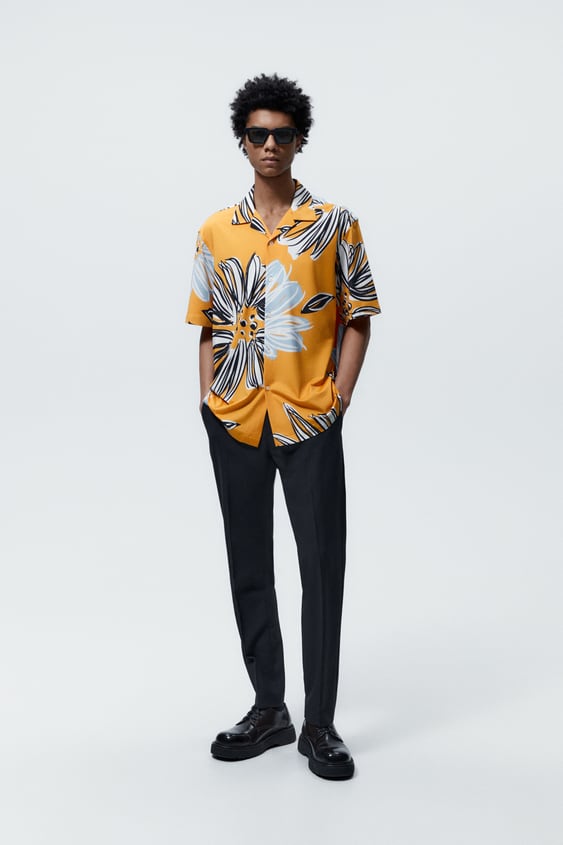FLORAL PRINT STRETCH SHIRT