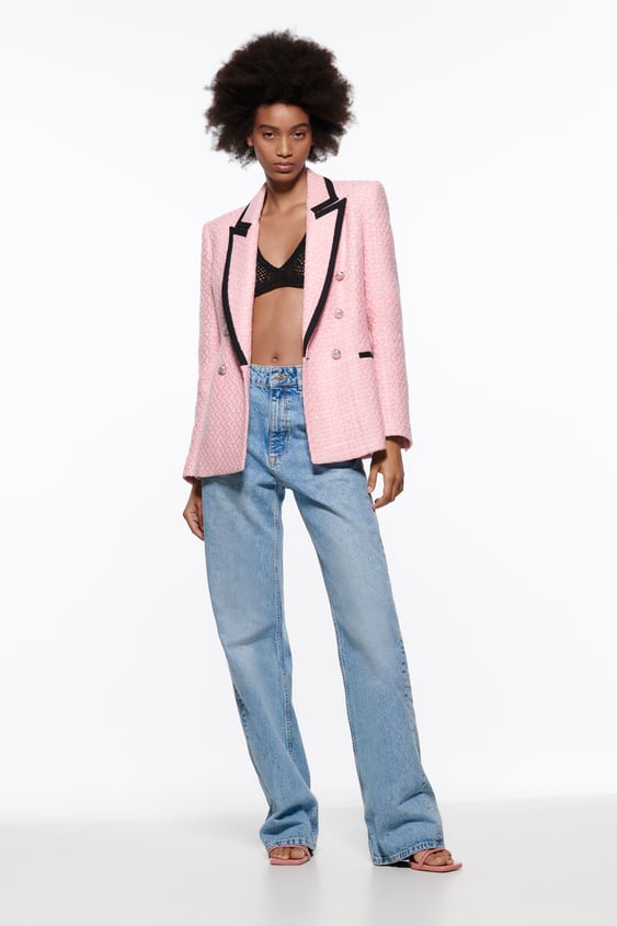STRUCTURED BLAZER WITH CONTRASTING PIPING