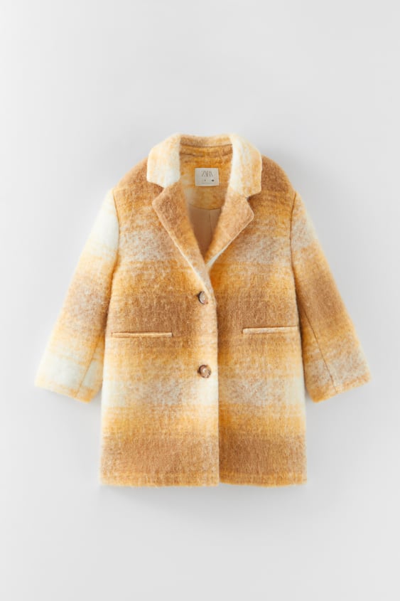WOOL BLEND PLAID COAT