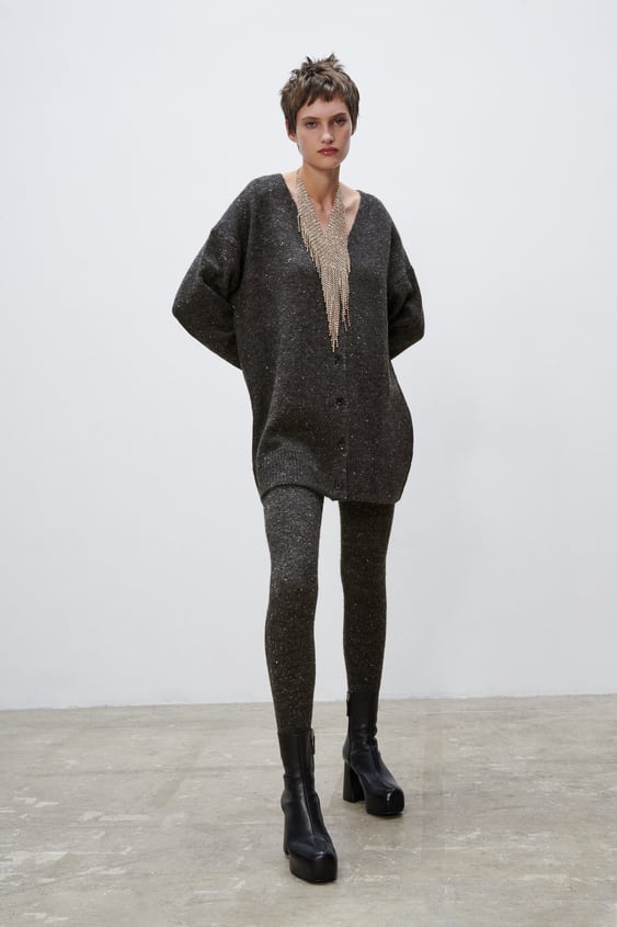 RIB TRIM KNIT LEGGINGS