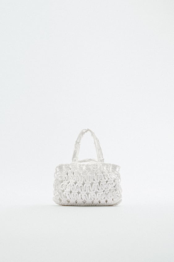 WOVEN FABRIC MINI BUCKET BAG