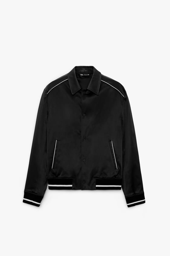 CONTRAST TRIM SATIN EFFECT JACKET