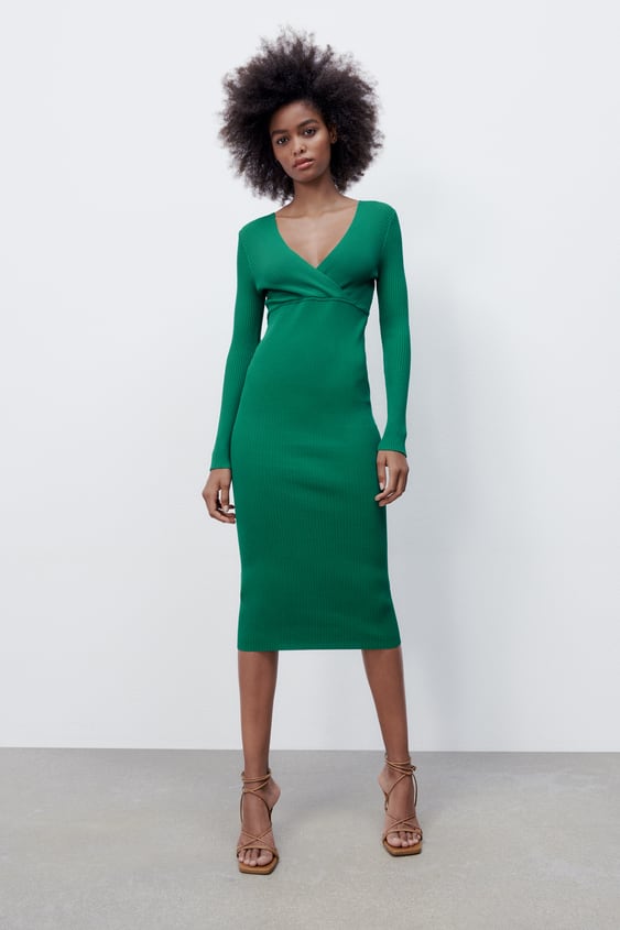 WRAP FRONT KNIT DRESS