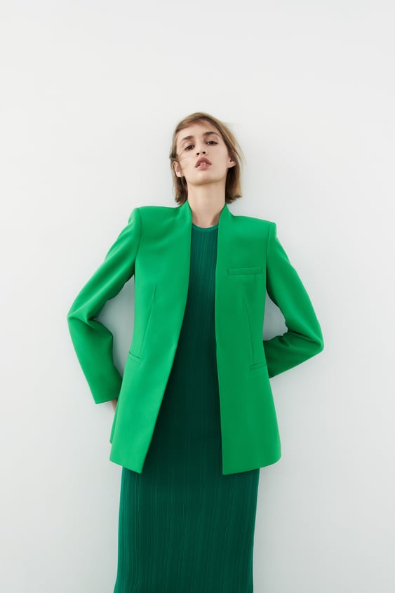 INVERTED LAPEL LONG BLAZER