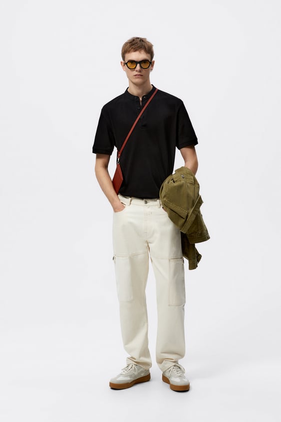 PIQU TEXTURED POLO SHIRT