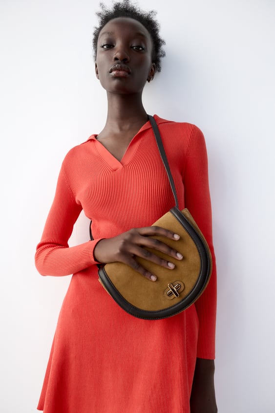 SPLIT LEATHER CROSSBODY BAG